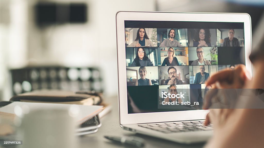 Working and talking on the computer with video calling